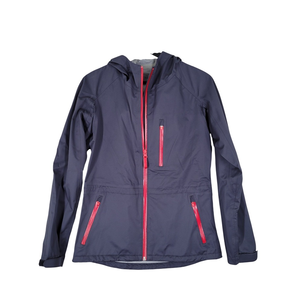 Uniqlo Ines De La Fressange Rain Jacket Womens S Navy Red Zip Hooded Windbreaker
